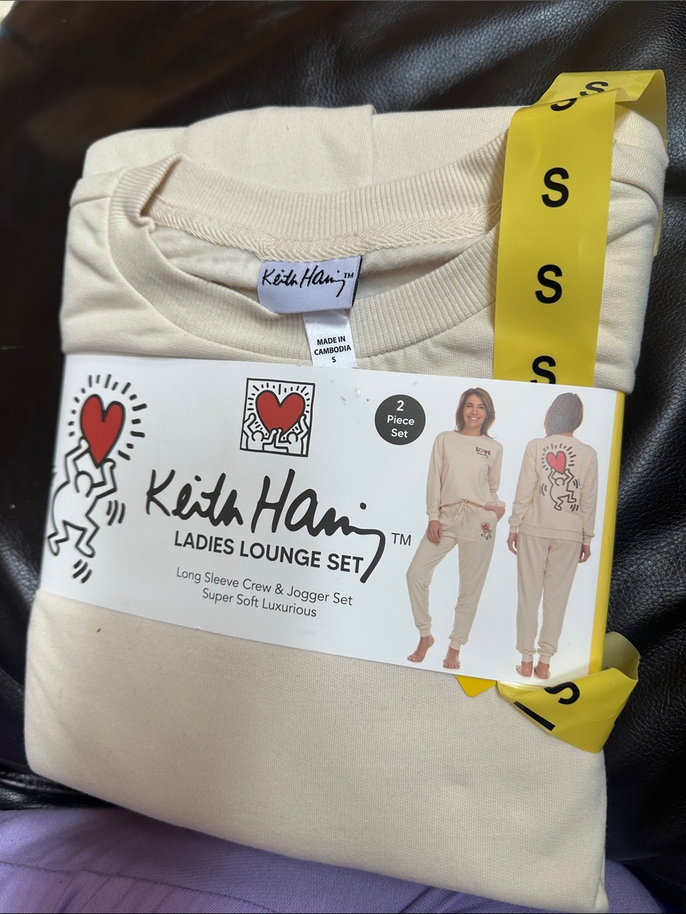 Keith Haring Ladies Cream Lounge Set - Long Sleeve Crew & Jogger